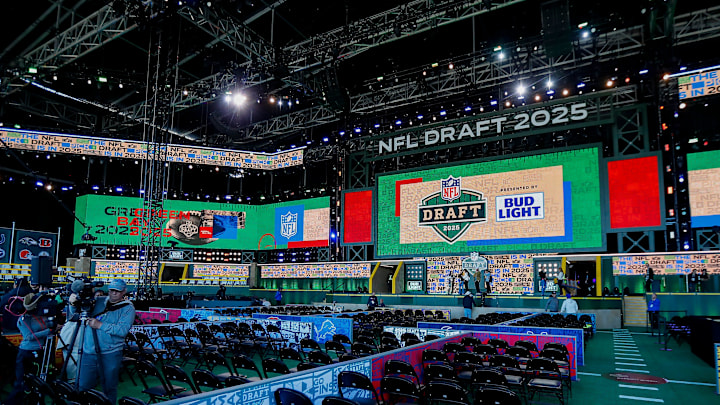 The Draft Theater is seen during the 2025 NFL Draft media day preview on Wednesday, April 23, 2025, at Lambeau Field in Green Bay, WI. The draft begins at 7 p.m. CT April 24 and runs through April 26.