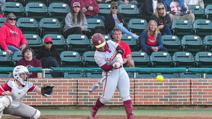Florida State softball swept Nicholls 5-4, 8-0, in a doubleheader Saturday, Feb. 24, 2024 during the Dugout Club Classic at JoAnne Graf Field. Florida State softball swept Nicholls 5-4, 8-0, in a doubleheader Saturday, Feb. 24, 2024 during the Dugout Club Classic at JoAnne Graf Field.