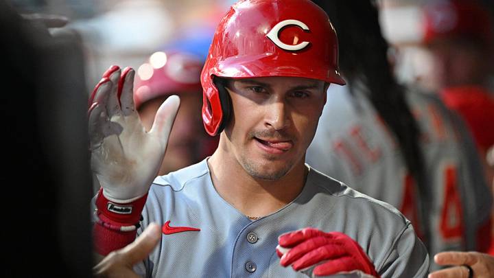 May 19, 2026; Philadelphia, Pennsylvania, USA; Cincinnati Reds left fielder JJ Bleday (22) celebrates in the dugout afters coring a run during the fourth inning against the Philadelphia Phillies at Citizens Bank Park. Mandatory Credit: Eric Hartline-Imagn Images May 19, 2026; Philadelphia, Pennsylvania, USA; Cincinnati Reds left fielder JJ Bleday (22) celebrates in the dugout afters coring a run during the fourth inning against the Philadelphia Phillies at Citizens Bank Park. Mandatory Credit: Eric Hartline-Imagn Images