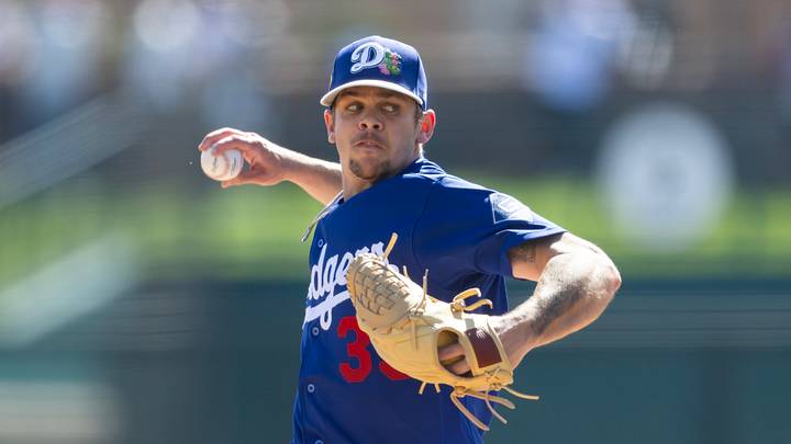 Feb 24, 2026; Phoenix, Arizona, USA; Los Angeles Dodgers pitcher Gavin Stone against the Cleveland Guardians during a spring training game at Camelback Ranch-Glendale. Mandatory Credit: Mark J. Rebilas-Imagn Images Feb 24, 2026; Phoenix, Arizona, USA; Los Angeles Dodgers pitcher Gavin Stone against the Cleveland Guardians during a spring training game at Camelback Ranch-Glendale. Mandatory Credit: Mark J. Rebilas-Imagn Images