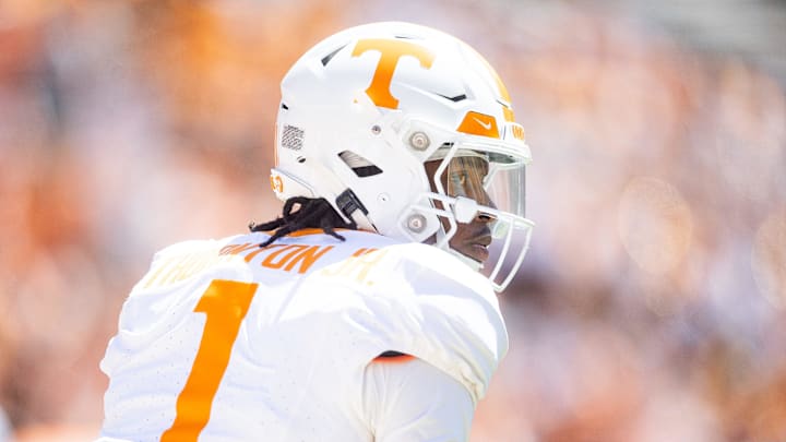 Tennessee wide receiver Dont'e Thornton Jr. (1) during Tennessee's Orange & White spring football game at Neyland Stadium on Saturday, April 13, 2024.