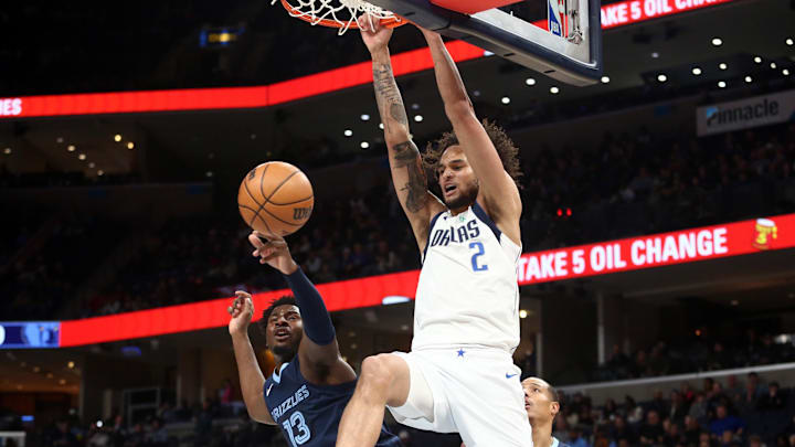 Dec 11, 2023; Memphis, Tennessee, USA; Dallas Mavericks center Dereck Lively II (2) dunks over
