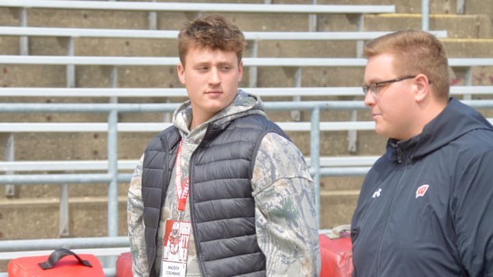 Wisconsin received its sixth commitment of the 2026 class from three-star Virginia offensive lineman Maddox Cochrane, center, the weekend of April 19.