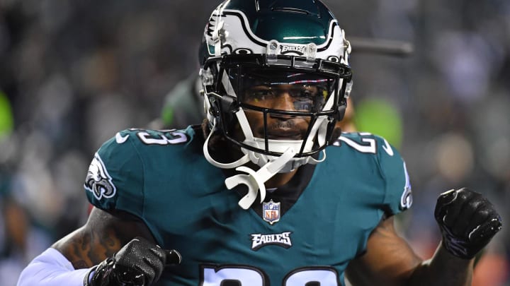 Jan 21, 2023; Philadelphia, Pennsylvania, USA; Philadelphia Eagles safety C.J. Gardner-Johnson (23) against the New York Giants during an NFC divisional round game at Lincoln Financial Field. Jan 21, 2023; Philadelphia, Pennsylvania, USA; Philadelphia Eagles safety C.J. Gardner-Johnson (23) against the New York Giants during an NFC divisional round game at Lincoln Financial Field.