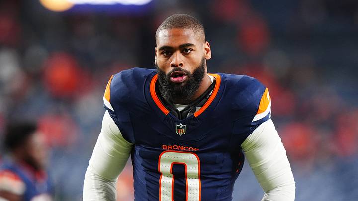 Dec 2, 2024; Denver, Colorado, USA; Denver Broncos linebacker Jonathon Cooper (0) before the game against the Cleveland Browns at Empower Field at Mile High. Mandatory Credit: Ron Chenoy-Imagn Images