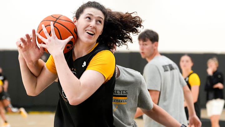 Iowa’s Ava Heiden looks to shoot during practice June 26, 2025 at Carver-Hawkeye Arena in Iowa City, Iowa.