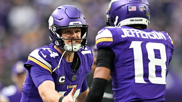 Sam Darnold, Justin Jefferson with the Minnesota Vikings
