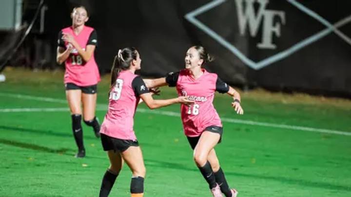 Wake Forest defender Sierra Sythe celebrating with her teammates Wake Forest defender Sierra Sythe celebrating with her teammates