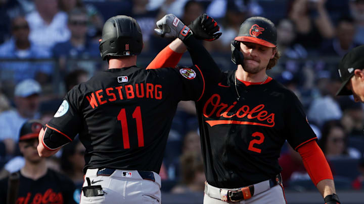 Baltimore Orioles players Jordan Westburg and Gunnar Henderson.