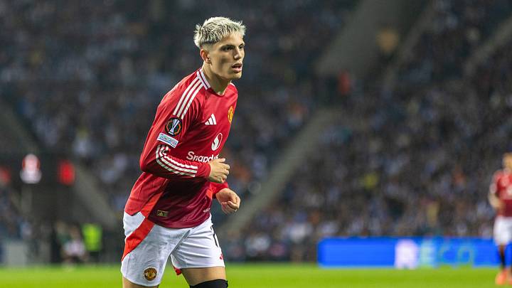 Alejandro Garnacho of Manchester United in action during the...