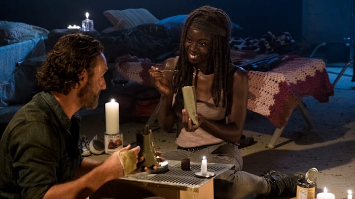 Andrew Lincoln as Rick Grimes, Danai Gurira as Michonne - The Walking Dead _ Season 7, Episode 12 - Photo Credit: Gene Page/AMC
