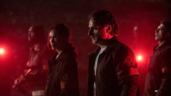 Andrew Lincoln as Rick Grimes, Lesley-Ann Brandt as Thorne - The Walking Dead: The Ones Who Live _ Season 1, Episode 1 - Photo Credit: Gene Page/AMC