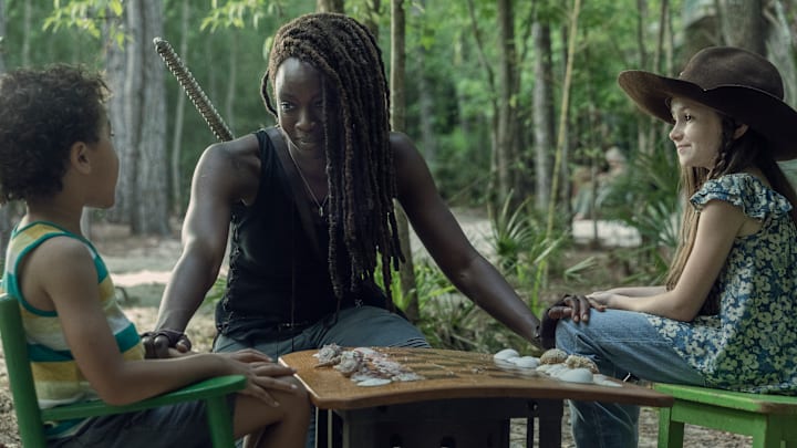 Antony Azor as RJ, Cailey Fleming as Judith Grimes, Danai Gurira as Michonne - The Walking Dead _ Season 10, Episode 1 - Photo Credit: Jackson Lee Davis/AMC