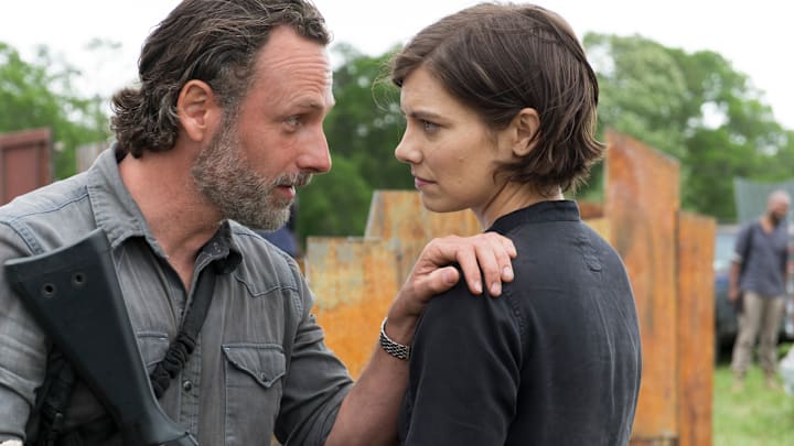 Andrew Lincoln as Rick Grimes, Lauren Cohan as Maggie Greene - The Walking Dead season 8 Andrew Lincoln as Rick Grimes, Lauren Cohan as Maggie Greene - The Walking Dead season 8