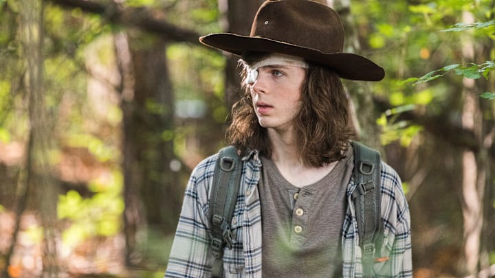 Chandler Riggs as Carl Grimes - The Walking Dead _ Season 8, Episode 6 - Photo Credit: Jackson Lee Davis/AMC Chandler Riggs as Carl Grimes - The Walking Dead _ Season 8, Episode 6 - Photo Credit: Jackson Lee Davis/AMC