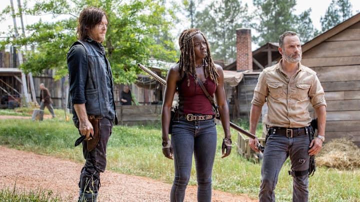 Norman Reedus as Daryl Dixon, Andrew Lincoln as Rick Grimes, Danai Gurira as Michonne - The Walking Dead _ Season 9, Episode 1 - Photo Credit: Jackson Lee Davis/AMC