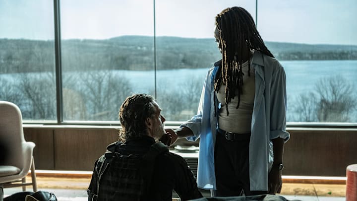 Andrew Lincoln as Rick Grimes, Danai Gurira as Michonne - The Walking Dead: The Ones Who Live _ Season 1, Episode 4 - Photo Credit: Gene Page/AMC