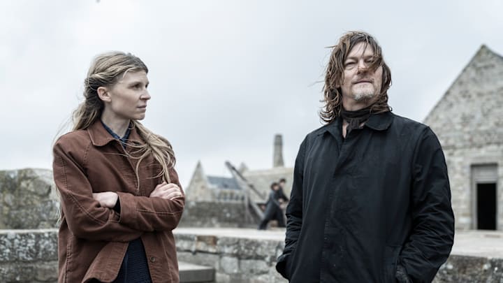 Clémence Poésy as Isabelle, Norman Reedus as Daryl Dixon - The Walking Dead: Daryl Dixon _ Season 2, Episode 1 - Photo Credit: Emmanuel Guimier/AMC