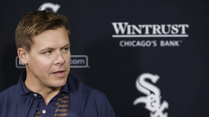Apr 26, 2024; Chicago, Illinois, USA; Chicago White Sox general manager Chris Getz speaks before a baseball game between the Chicago White Sox and Tampa Bay Rays at Guaranteed Rate Field. Mandatory Credit: Kamil Krzaczynski-Imagn Images Apr 26, 2024; Chicago, Illinois, USA; Chicago White Sox general manager Chris Getz speaks before a baseball game between the Chicago White Sox and Tampa Bay Rays at Guaranteed Rate Field. Mandatory Credit: Kamil Krzaczynski-Imagn Images