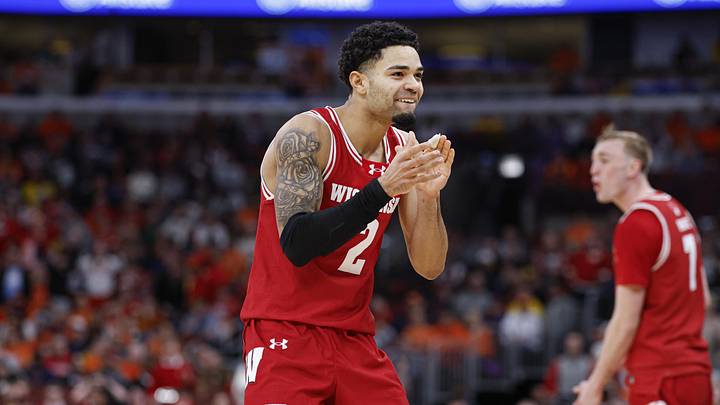 Mar 13, 2026; Chicago, IL, USA; Wisconsin Badgers guard Nick Boyd (2)reacts during the second half at United Center. Mandatory Credit: Kamil Krzaczynski-Imagn Images Mar 13, 2026; Chicago, IL, USA; Wisconsin Badgers guard Nick Boyd (2)reacts during the second half at United Center. Mandatory Credit: Kamil Krzaczynski-Imagn Images