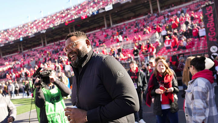 Nov 26, 2022; Columbus, Ohio, USA; Orlando Pace watches warm-ups prior to the NCAA football game