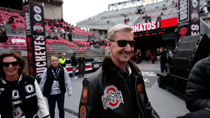 Ohio State president Ted Carter arrives for the Buckeyes' game against the Penn State Nittany Lions at Ohio Stadium in Columbus on Nov. 1, 2025. Ohio State president Ted Carter arrives for the Buckeyes' game against the Penn State Nittany Lions at Ohio Stadium in Columbus on Nov. 1, 2025.