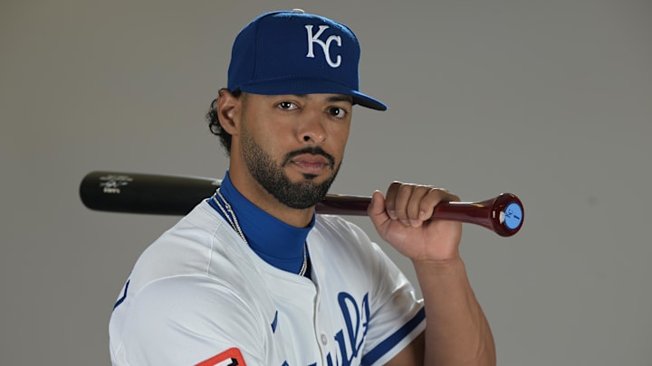 Kansas City Royals left fielder MJ Melendez (1) poses for a photo during media day. Kansas City Royals left fielder MJ Melendez (1) poses for a photo during media day.