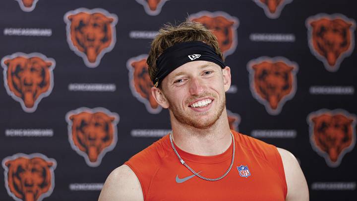 Jun 11, 2026; Lake Forest, IL, USA; Chicago Bears defensive back Dillon Thieneman (31) speaks during Minicamp at Halas Hall. Mandatory Credit: Kamil Krzaczynski-Imagn Images