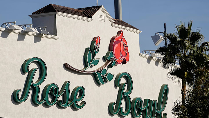 The Rose Bowl stadium prepares to host the Ohio State Buckeyes and the Oregon Ducks on Jan. 1, 2025. The Rose Bowl stadium prepares to host the Ohio State Buckeyes and the Oregon Ducks on Jan. 1, 2025.