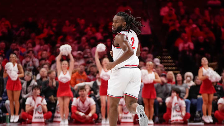 Ohio State Buckeyes guard Bruce Thornton (2) celebrates a three pointer during the first half of the NCAA men's basketball game against the Illinois Fighting Illini in Columbus on Dec. 9, 2025. Ohio State Buckeyes guard Bruce Thornton (2) celebrates a three pointer during the first half of the NCAA men's basketball game against the Illinois Fighting Illini in Columbus on Dec. 9, 2025.