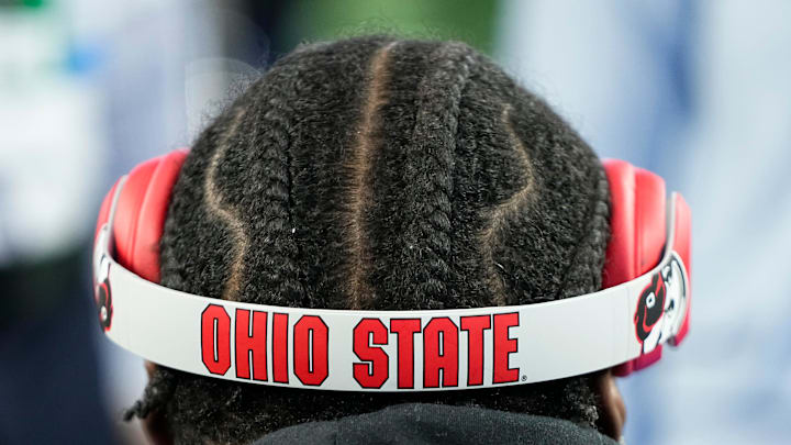 Ohio State Buckeyes defensive tackle Tywone Malone speaks during the Cotton Bowl Media Day at AT&T Stadium in Dallas prior to the College Football Playoff matchup against the Miami Hurricanes on Dec. 29, 2025.