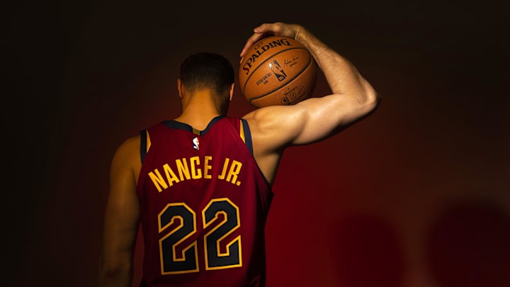 Sep 24, 2018; Cleveland, OH, USA; Cleveland Cavaliers forward Larry Nance Jr. (22) poses during Cavs Media Day at Cleveland Clinic Courts. Mandatory Credit: Scott R. Galvin-Imagn Images Sep 24, 2018; Cleveland, OH, USA; Cleveland Cavaliers forward Larry Nance Jr. (22) poses during Cavs Media Day at Cleveland Clinic Courts. Mandatory Credit: Scott R. Galvin-Imagn Images