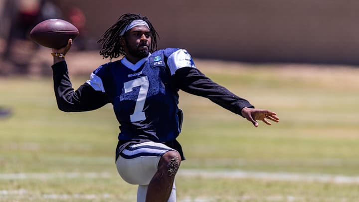 Dallas Cowboys cornerback Trevon Diggs during training camp at River Ridge Playing Fields in Oxnard, California. Dallas Cowboys cornerback Trevon Diggs during training camp at River Ridge Playing Fields in Oxnard, California.