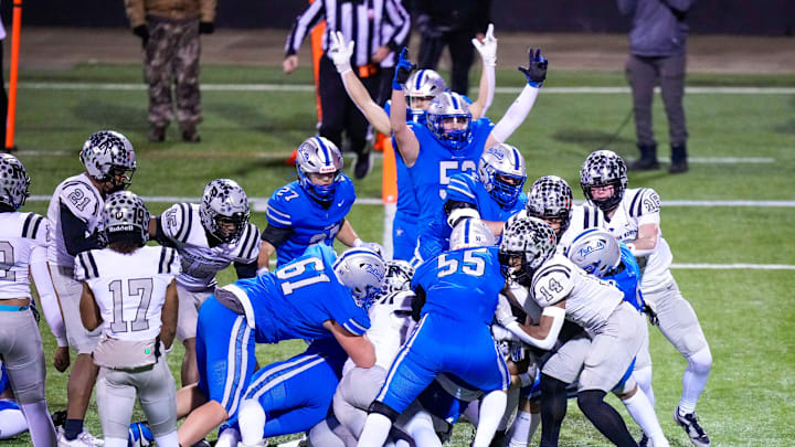 Olentangy Liberty celebrates after scoring a touchdown in the second half of the Division I regional final game at Historic Crew Stadium on Friday, Nov. 22, 2024 in Columbus, Ohio.