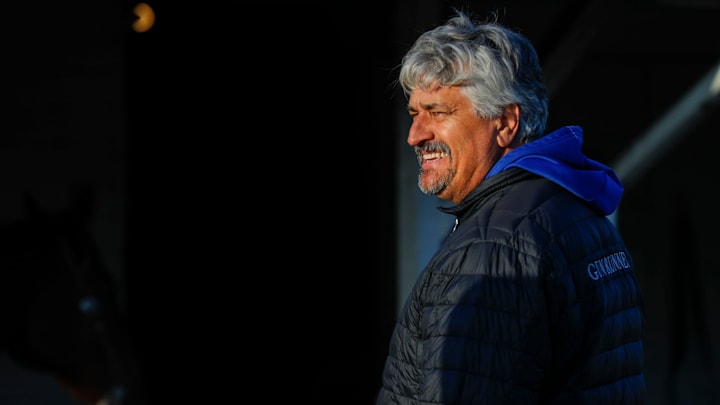 Trainer Steve Asmussen outside his barn at Churchill Downs on Monday morning, April 24, 2023 in Louisville, Ky. Asmussen, who has the colt Disarm in the 149th Kentucky Derby, is North America's all-time leading trainer by wins, surpassing the late Dale Baird. Trainer Steve Asmussen outside his barn at Churchill Downs on Monday morning, April 24, 2023 in Louisville, Ky. Asmussen, who has the colt Disarm in the 149th Kentucky Derby, is North America's all-time leading trainer by wins, surpassing the late Dale Baird.