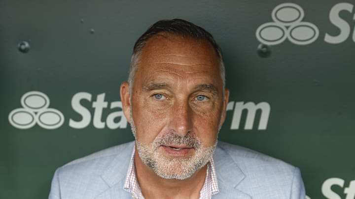 Jul 4, 2025; Chicago, Illinois, USA; St. Louis Cardinals president of baseball operations John Mozeliak speaks before a baseball game against the Chicago Cubs at Wrigley Field. Mandatory Credit: Kamil Krzaczynski-Imagn Images Jul 4, 2025; Chicago, Illinois, USA; St. Louis Cardinals president of baseball operations John Mozeliak speaks before a baseball game against the Chicago Cubs at Wrigley Field. Mandatory Credit: Kamil Krzaczynski-Imagn Images