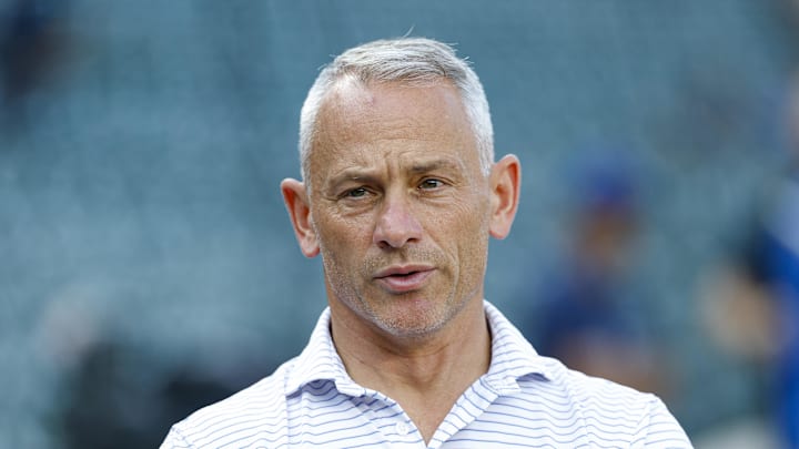 Jul 3, 2025; Chicago, Illinois, USA; Chicago Cubs president of baseball operations Jed Hoyer speaks before a baseball game between the Chicago Cubs and Cleveland Guardians at Wrigley Field. Mandatory Credit: Kamil Krzaczynski-Imagn Images Jul 3, 2025; Chicago, Illinois, USA; Chicago Cubs president of baseball operations Jed Hoyer speaks before a baseball game between the Chicago Cubs and Cleveland Guardians at Wrigley Field. Mandatory Credit: Kamil Krzaczynski-Imagn Images