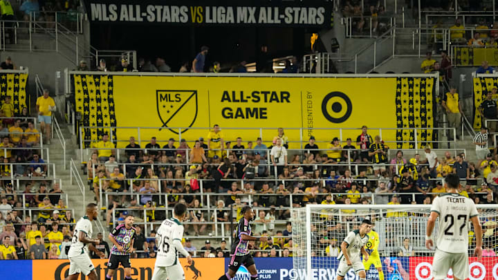 Jul 24, 2024; Columbus, OH, USA; MLS defender Steven Moreira of the Columbus Crew (31) controls the ball during the MLS All-Star Game at Lower.com Field.