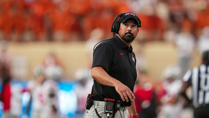 Ohio State Buckeyes head coach Ryan Day looks to the scoreboard during the NCAA football game against the Texas Longhorns at Darrell K Royal–Texas Memorial Stadium in Austin, Texas on Sept. 12, 2026. Ohio State Buckeyes head coach Ryan Day looks to the scoreboard during the NCAA football game against the Texas Longhorns at Darrell K Royal–Texas Memorial Stadium in Austin, Texas on Sept. 12, 2026.