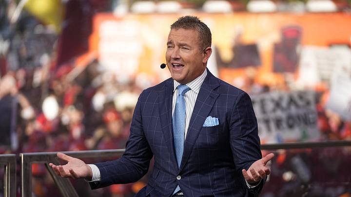 Kirk Herbstreit speaks on the set of ESPN College GameDay prior to the NCAA football game between the Ohio State Buckeyes and the Texas Longhorns at Ohio Stadium on Aug. 30, 2025. Kirk Herbstreit speaks on the set of ESPN College GameDay prior to the NCAA football game between the Ohio State Buckeyes and the Texas Longhorns at Ohio Stadium on Aug. 30, 2025.