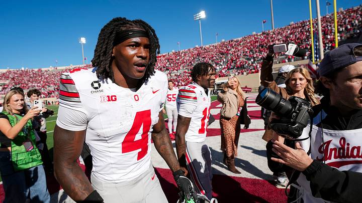 Ohio State Buckeyes wide receiver Jeremiah Smith (4) leaves the field following the NCAA football game against the Indiana Hoosiers at Memorial Stadium Stadium in Bloomington, Ind. on Oct. 17, 2026. Ohio State Buckeyes wide receiver Jeremiah Smith (4) leaves the field following the NCAA football game against the Indiana Hoosiers at Memorial Stadium Stadium in Bloomington, Ind. on Oct. 17, 2026.