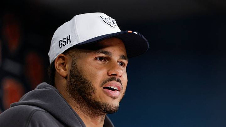 Jul 23, 2025; Lake Forest, IL, USA; Chicago Bears linebacker T.J. Edwards (53) speaks during training camp at Halas Hall. Mandatory Credit: Kamil Krzaczynski-Imagn Images Jul 23, 2025; Lake Forest, IL, USA; Chicago Bears linebacker T.J. Edwards (53) speaks during training camp at Halas Hall. Mandatory Credit: Kamil Krzaczynski-Imagn Images