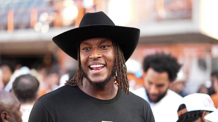 NBA star Myles Turner walks along the sideline during the NCAA football game against the Ohio State Buckeyes at Darrell K Royal–Texas Memorial Stadium in Austin, Texas on Sept. 12, 2026. Texas won 24-23. NBA star Myles Turner walks along the sideline during the NCAA football game against the Ohio State Buckeyes at Darrell K Royal–Texas Memorial Stadium in Austin, Texas on Sept. 12, 2026. Texas won 24-23.