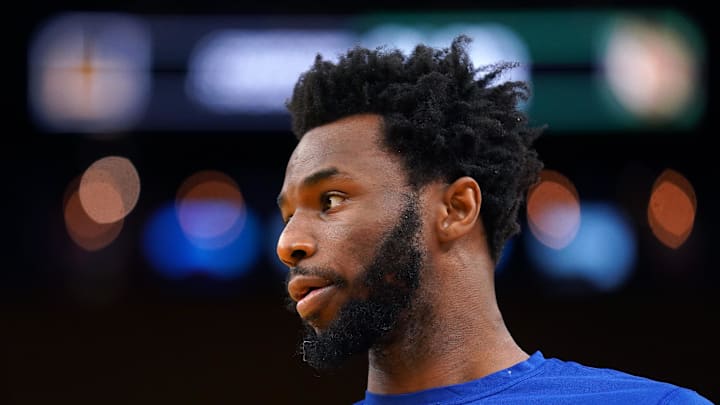 Golden State Warriors forward Andrew Wiggins (22) looks on before game five of the 2022 NBA Finals against the Boston Celtics at Chase Center. 