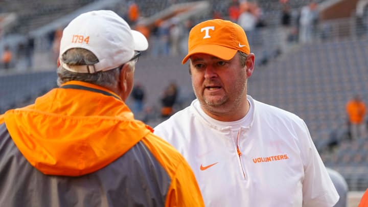 Tennessee head coach Josh Heupel during a NCAA football game between Tennessee and UTEP in Neyland Stadium on Saturday, November 23, 2024.