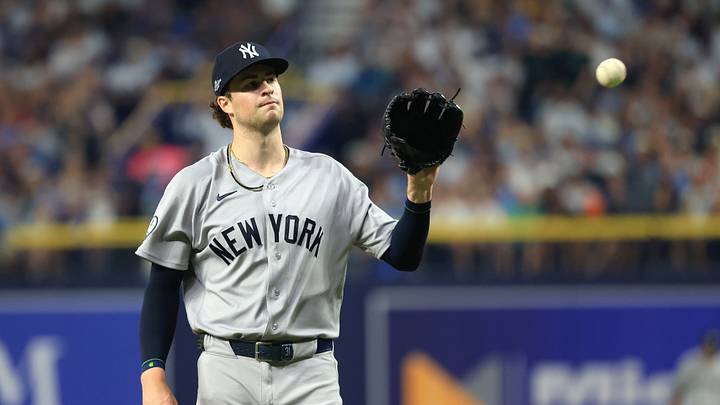 Oct 5, 2026; St. Petersburg, Florida, USA; New York Yankees pitcher Cam Schlittler (31) pitches against the Tampa Bay Rays during the third inning in game two of the ALDS for the 2026 MLB Playoffs at Tropicana Field. Mandatory Credit: Kim Klement Neitzel-Imagn Images Oct 5, 2026; St. Petersburg, Florida, USA; New York Yankees pitcher Cam Schlittler (31) pitches against the Tampa Bay Rays during the third inning in game two of the ALDS for the 2026 MLB Playoffs at Tropicana Field. Mandatory Credit: Kim Klement Neitzel-Imagn Images
