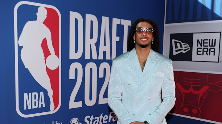 Jun 26, 2024; Brooklyn, NY, USA; Devin Carter arrives before the first round of the 2024 NBA Draft at Barclays Center. Mandatory Credit: Brad Penner-Imagn Images