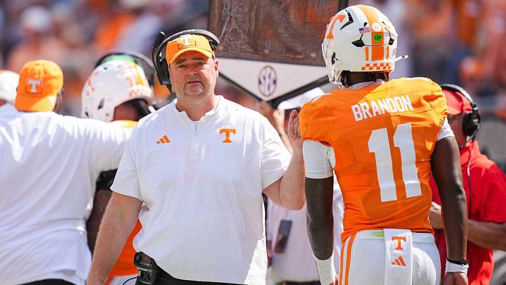 Tennessee coach Josh Heupel during a Tennessee football game against Furman at Neyland Stadium in Knoxville, Tenn., on Sept. 5, 2026.