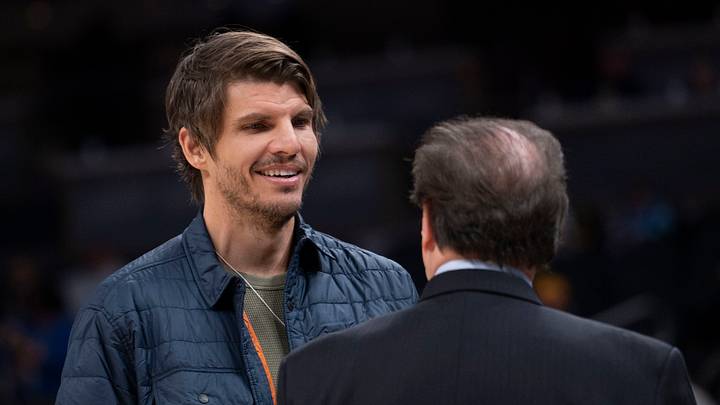 Dec 27, 2022; Indianapolis, Indiana, USA; Atlanta Hawk former player Kyle Korver looks on before the gam at Gainbridge Fieldhouse. Mandatory Credit: Armond Feffer-USA TODAY Sports Dec 27, 2022; Indianapolis, Indiana, USA; Atlanta Hawk former player Kyle Korver looks on before the gam at Gainbridge Fieldhouse. Mandatory Credit: Armond Feffer-USA TODAY Sports