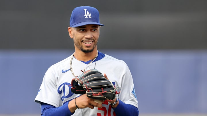 Aug 1, 2025; St. Petersburg, Florida, USA; Los Angeles Dodgers shortstop Mookie Betts (50) looks on before the game against the Tampa Bay Rays at George M. Steinbrenner Field. Mandatory Credit: Kim Klement Neitzel-Imagn Images Aug 1, 2025; St. Petersburg, Florida, USA; Los Angeles Dodgers shortstop Mookie Betts (50) looks on before the game against the Tampa Bay Rays at George M. Steinbrenner Field. Mandatory Credit: Kim Klement Neitzel-Imagn Images